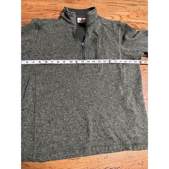 WOOLRICH Sweater Men's Medium Green 1/4 Zip Pullover Poly Classic Sweatshirt - Picture 5 of 7